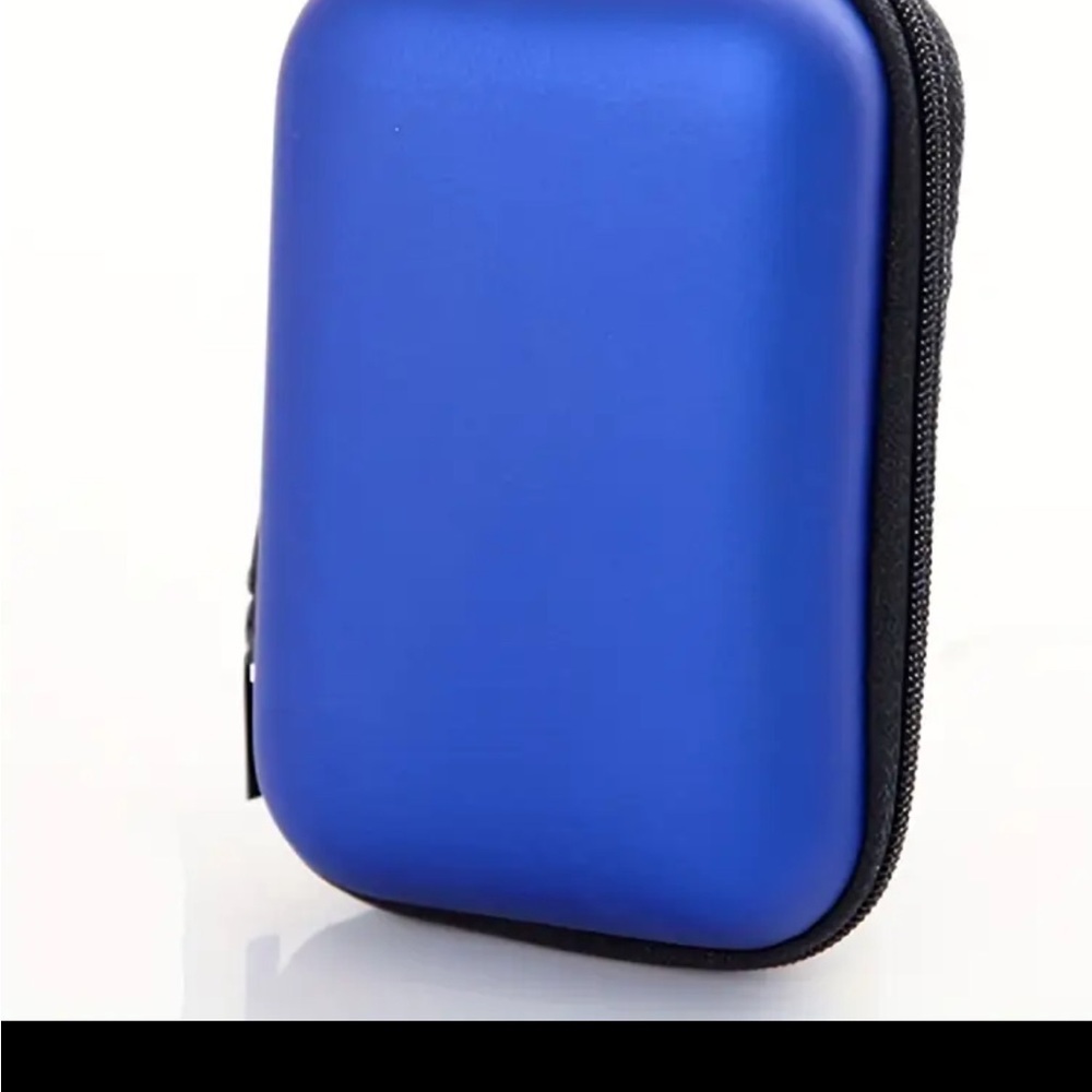 Blue Hard Shell Travel Case for Earbuds Chargers Small Electronics